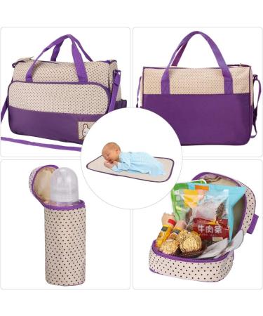Halovie Multifunction Diaper Backpack - Adjustable Shoulder Bag with Large Capacity & Baby Bottle Holder - Violet - Buy Online on GoSupps.com
