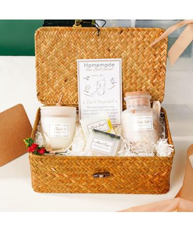 Gifts for women body care and wellness |Reusable braided basket personalized designed card |Gift box best friend birthday present gift mom gift set set nature