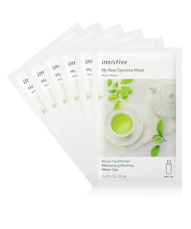 innisfree My Real Squeeze Face Sheet Mask Green Tea 6-Pack