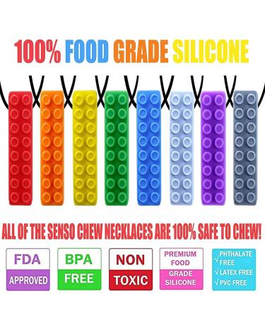 GNAWRISHING Chew Necklace 8-Pack - Durable Building Block Design for Autistic, ADHD, SPD Children - Long-Lasting Oral Motor Aid - Buy Online on GoSupps.com