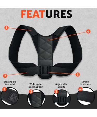 5-Star Posture Corrector Back Brace for Men & Women | Adjustable Upper & Mid Spine Support | Neck Shoulder Clavicle Pain Relief - Breathable One Size - Buy Online on GoSupps.com