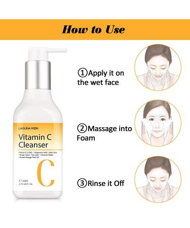 Vitamin C Facial Cleanser 200ml - Hydrating Anti-Aging Face Wash for All Skin Types - Buy Online on GoSupps.com