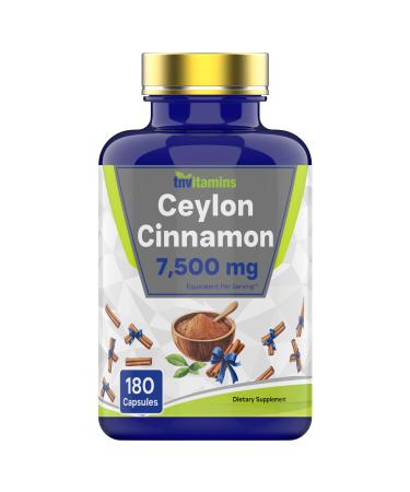 tnvitamins Ceylon Cinnamon 180 Capsules: Equivalent to 7 500 mg Per Serving | High Potency Ceylon Cinnamon Powder Pills for Women & Men