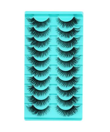 Clear band eyelash russian volume fluffy strip lashes 10 pair of naturally wispy d curly false eyelashes look like extensions ... (htz6)