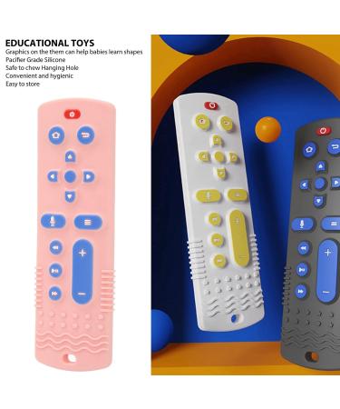 Silicone Teether Baby Teething Toy - Soft TV Remote Control Shape with Rich Color Textured Buttons in Pink - Buy Online on GoSupps.com
