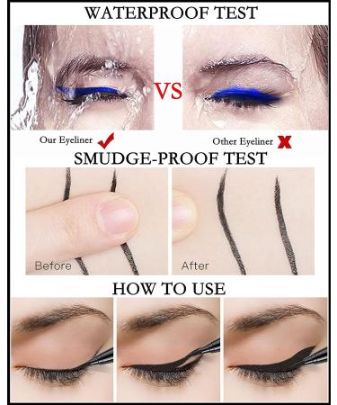 Matte Black Liquid Eyeliner Pen - 24H Long Lasting Waterproof Smudge-proof Eyeliner Pencil for Women - Perfect Mother's Day Gift - Buy Online on GoSupps.com