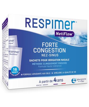 RESPIMER NetiFlow - 16 Sachets of Nasal Salt - Nasal Irrigation - Salt for Nose Washing/Nasal Rinsing - Patented Formula - Ma - Buy Online on GoSupps.com