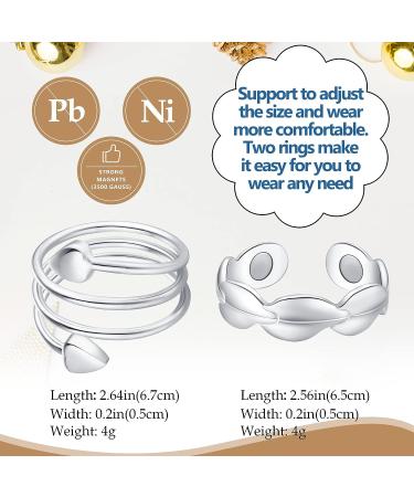 Feraco 2 Pcs Magnetic Copper Rings for Women - 99.99% Pure Copper Thumb Ring - Adjustable Fingers Ring - Jewelry Gift Box - Silver - Buy Online on GoSupps.com