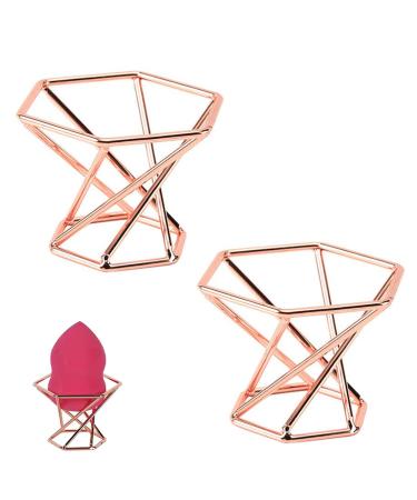 2PCs make-up holder for powder tassel sponge make-up spoil dryer keeper make-up make up powder quack holder hexagonal metal cotton cotton holder chest of drawers display holder for powder quacking ore decoration