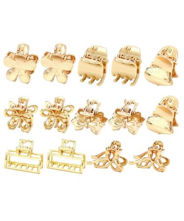 Metal Small Claw Hair Clips for Women Girls 14Pcs Tiny Hair Claw Clips for Thin/Medium Thick Hair Medium Non-slip Short Hair Accessories for Women and Girls Gold 14pcs gold