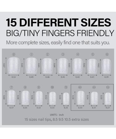 AILLSA Ultra Short Coffin Nail Tips - 240 PCS Matte Soft Gel Full Cover False Nails for DIY Press On - 15 Sizes Pre-shaped Clear Acrylic Tips - Buy Online on GoSupps.com