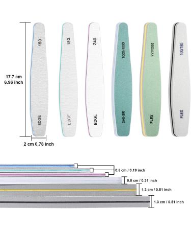 CGBE 12-Piece Professional Nail File Set Double-Sided Washable for Gel Acrylic & Natural Nails | 100/150/220/240/1000/4000 Grits | Ideal for Manicure - Buy Online on GoSupps.com