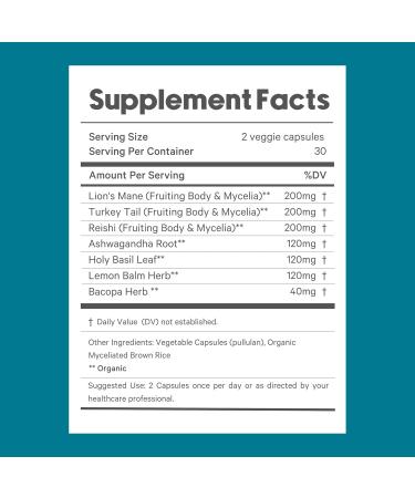 LyfeFuel Adaptogen Blend for Stress Relief - Whole Food Mushroom Supplement & Organic Herb Complex to Manage Cortisol | Lion s Mane TurkeyTail Reishi Ashwagandha | 60 Vegan Capsules Balance - Buy Online on GoSupps.com