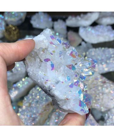 Natural Crystal Rough Home Decoration Natural White Angel Aura Quartz Electroplating White Crystal Cluster Colorful Point Geode Enegry Crystals Decor Stones Home Goods (Size : 230-280g) - Buy Online on GoSupps.com