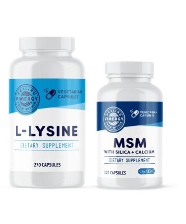 Vimergy L-Lysine (270 Capsules) & MSM (120 Capsules) Kit