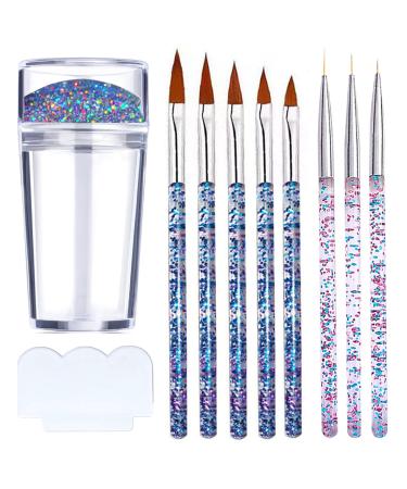 Clear Silicone Jelly Stamper Nail Art Brushes Transparent Nail Stamper Scraper for French Tip Nails Art Design Manicure Tools 1 Stamper+3 Line Pens+5 Art Brushes - Buy Online on GoSupps.com
