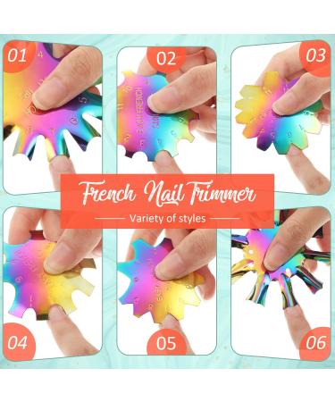 6 Pieces Stainless Steel French Nail Trimmer Set - Acrylic Nails Cutters with 5 Spare Blades & 2 Handles for Perfect Manicure - DIY Colorful Nail Art Tools - Buy Online on GoSupps.com