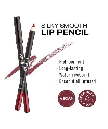 kiss New York Professional Slim Lip Pencil - Burgundy | Creamy Soft Lip Liner for Long-Lasting Rich Color | Water-Resistant Lip Crayon - Buy Online on GoSupps.com