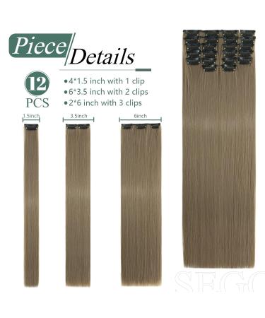 Buy SEGO 12 PCS Clip-In Hair Extensions - Real Hair 22 Clips 180g 55 cm Medium Brown & Ash Blonde - Affordable Full-Head Coverage - Buy Online on GoSupps.com
