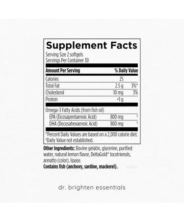 Dr. Brighten Omega Plus 1500 mg of EPA/DHA Non-GMO Fish Oil Supplement for Heart Brain and Immune System 60 Softgels 60 Count (Pack of 1) - Buy Online on GoSupps.com