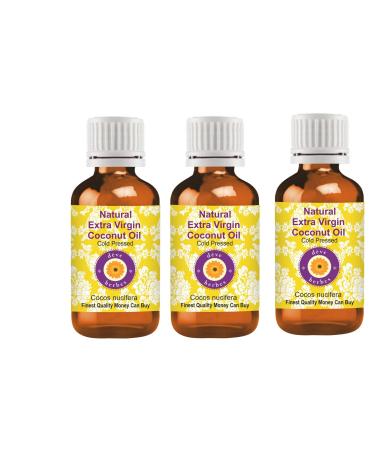 Deve Herbes Natural Extra Virgin Coconut Oil Cocos nucifera Cold Pressed Pack of Three 100ml X 3 10 oz