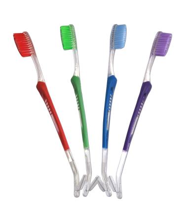 Orthodontic Toothbrush (Set of 4) V-Trim Double-Ended Brush with Interproximal Head for Cleaning Ortho Braces