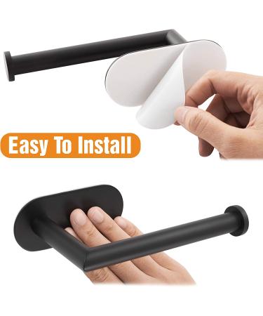 Matte Black Toilet Paper Holder - Stainless Steel Adhesive Roll Holder for Bathroom - Buy Online on GoSupps.com