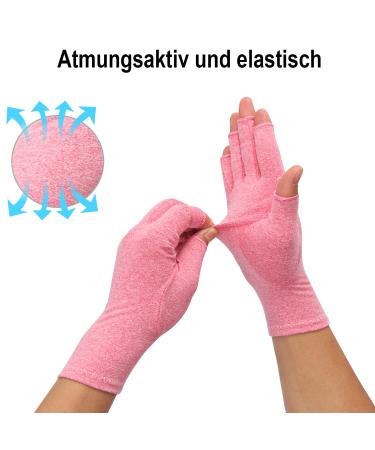 2-Pair Arthritis Compression Gloves for Rheumatoid & Osteoarthritis Relief - Fingerless Breathable Moisture-Regulating for Men & Women (Pink Size S) - Buy Online on GoSupps.com