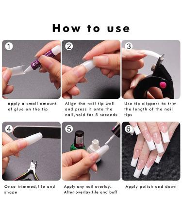 500 Pieces Acrylic False Nails Set - Half Cover Coffin Shape Tips | Artificial Nail Tips for Salons & DIY - 10 Sizes Available - Buy Online on GoSupps.com