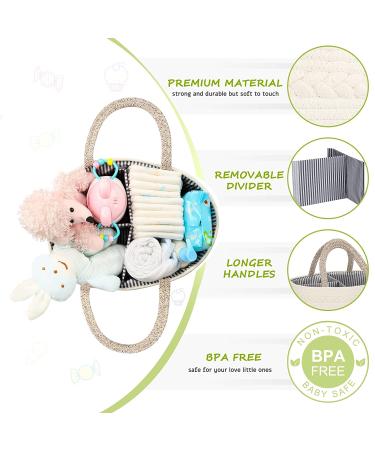 Maliton Cotton Rope Diaper Caddy Organizer for Changing Table - Large Baby Basket for Storage, A-Brown - Buy Online on GoSupps.com