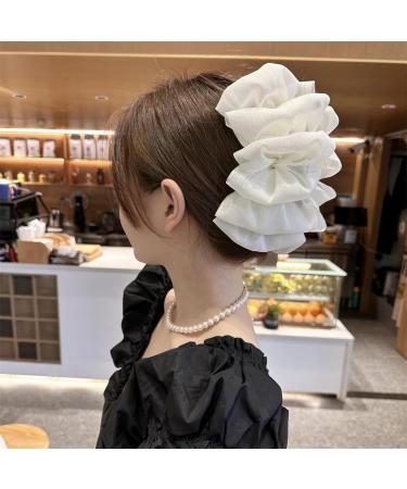 LONGLUAN Bow Bubble Clips Chiffon Silk Bubble Bow Hair Claw Jaw Clip Layered Bubble Mesh Tulle Fluffy Hair Clips Large Claw Clips for Thick Hair (2pcs-B) - Buy Online on GoSupps.com