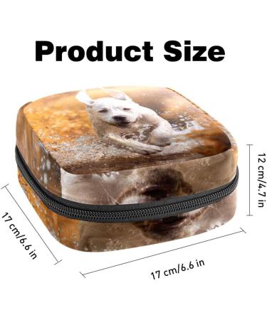 Stylish Menstruation Pad Bag with Zipper - Women's Napkin & Tampon Collection Bag - Cute Labrador Dog Design - Buy Online on GoSupps.com