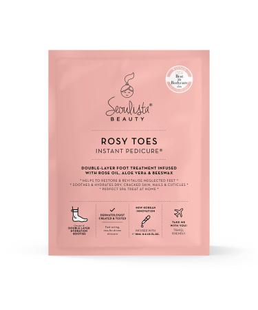 Seoulista Beauty Rosy Toes Instant Pedicure - At-Home Foot Treatment with Rose Oil & Natural Ingredients  Softens  Hydrates & Revitalizes Dry Feet  Revitalise  Vegan  Cracked  Award Winning  1 Pack