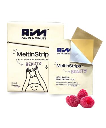 MeltinStrips Vegan Collagen Booster with Hyaluronic Acid & Resveratrol | Hair Skin Nails & Joint Health Support | Plant-Based Collagen Building Supplements | Raspberry Flavor - 1 Month Supply