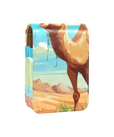 Travel Lipstick Organizer Case Lipstick Case Portable Makeup Bag With Mirror Cartoon Funny Camel Desert D118c7invg