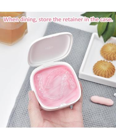 Gaboolo Retainer Case Slim Aligner Case with Vent Holes Removable Inner Tray Silicone for Easy Cleaning (1Pack White Pink) - Buy Online on GoSupps.com
