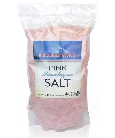Himalayan Secrets Pink Rock Salt - 10LB - Coarse, Fine, Powder Grain Bulk Size - 100% Natural & Unrefined (Fine (0.3-0.5mm))
