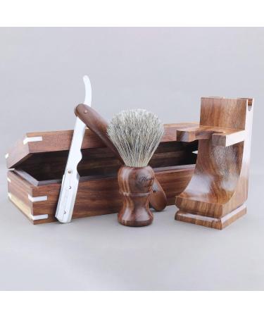 Haryali London Sustainable Razor Set | 4-Piece Wooden Shaving Kit | Eco-Friendly Razor & Brush Holder in Elegant Wooden Box - Buy Online on GoSupps.com