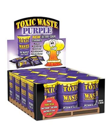 Toxic Waste Candy Purple Drums 12 pack 42g per can - Grape Blackberry Blueberry Blackcurrant & Black Cherry Original from USA