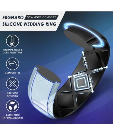 MIROMIHO Silicone Wedding Ring Set for Men - Ergonomic Breathable Design - 4 Pack of Rubber Bands - 8.5mm Wide - 2mm Thick - Black Gray Gun Metal Camo - Size 10 - Buy Online on GoSupps.com