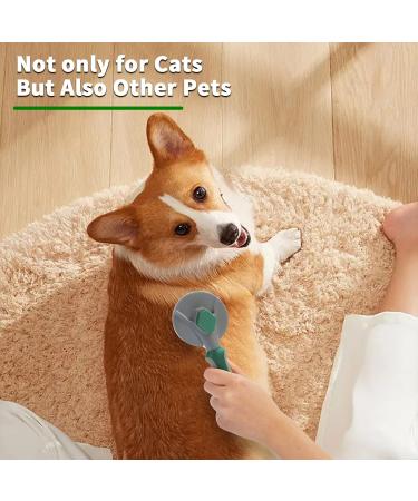 Self-Cleaning Cat & Dog Brush - Long & Short Hair Pet Grooming Tool for Easy Fur Removal | Green - Buy Online on GoSupps.com