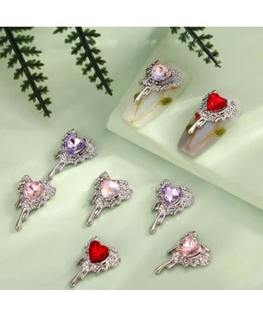 clinmday 10Pcs DIY Nail Art 3D Heart Faux Crystal Alloy Charms Decoration for Phone Case Necklace Jewelry Women Girls Manicure Supplies Purple - Buy Online on GoSupps.com