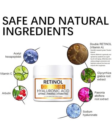 Retinol Face Cream with Hyaluronic Acid & Vitamin E - Collagen Cream - Anti Wrinkle Face Cream - Skin Lightening Cream - Dark Spot Remover - Anti Aging Face Cream - Night Cream for Women - Buy Online on GoSupps.com