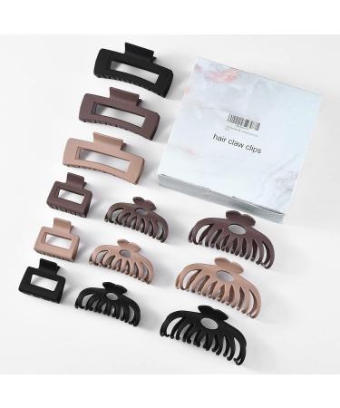 12 Pack Hair Claw Clips - Large and Small Clips for Thick & Thin Hair - Strong Hold Matte Hair Accessories for Women - Neutral Colors - Buy Online on GoSupps.com