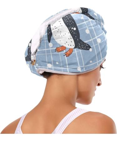 Cute Funny Penguins Hair Towel 2 Pack | Super Absorbent Quick Dry Hair Turbans for Women & Girls - Perfect for Travel - Buy Online on GoSupps.com