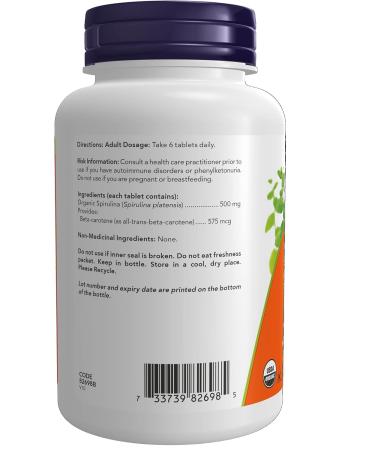 NOW Supplements Organic Spirulina 500mg Tablets 200 Count - Buy Online on GoSupps.com