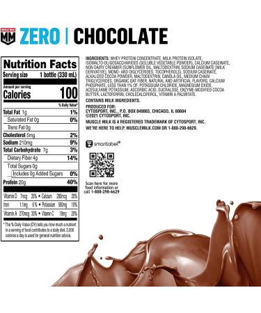 Muscle Milk Genuine Protein Shake Vanilla Creme 11.16 Fl Oz Bottle & Zero Protein Shake Chocolate 20g Protein Zero Sugar - Buy Online on GoSupps.com