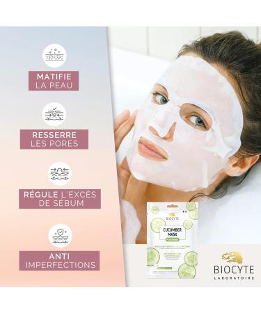 BIOCYTE Cucumber Mask - Purifying Face Mask - Anti-Imperfections Face Care - Based on Cucumber Tea Tree Matmarine Lyocellulose - Sachet of 1 Mask of 20 g - Buy Online on GoSupps.com