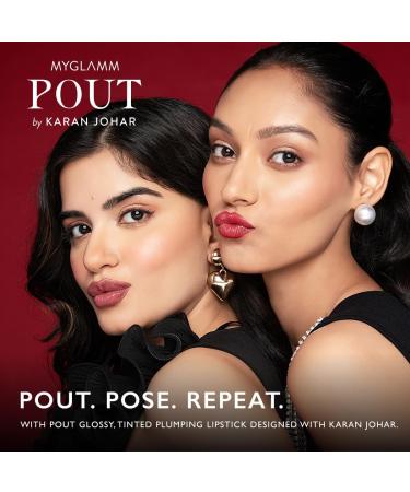 POUT by Karan Johar Tinted Plumping Lipstick - Magenta Pink | Glossy Petal Glow Finish | Buildable Moisturising Formula | Perfect for Parties | 3.5g - Buy Online on GoSupps.com