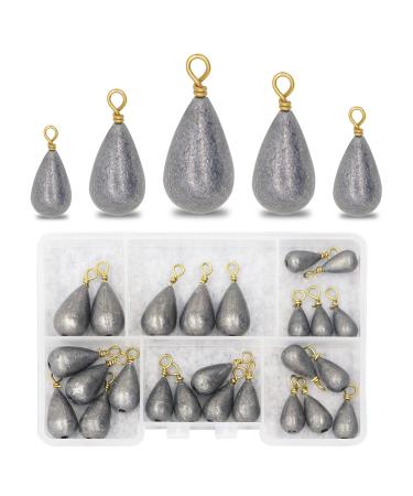 UperUper Fishing Weights Sinkers Kit, 25pcs/Box Assorted Bass Casting Weights Bell Sinkers Catfish Weights Sinkers for Saltwater Freshwater Fishing